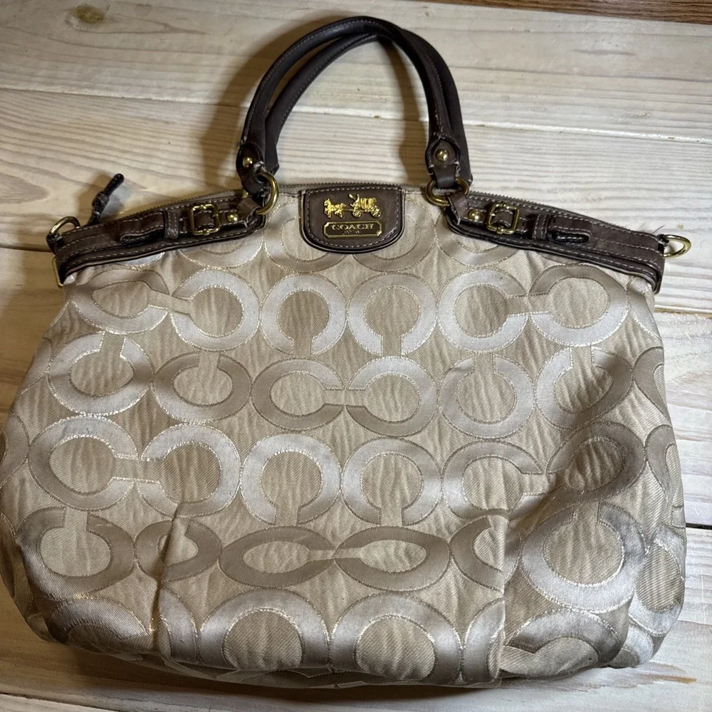 Tan And Brown Coach Purse Pre-owned Retired